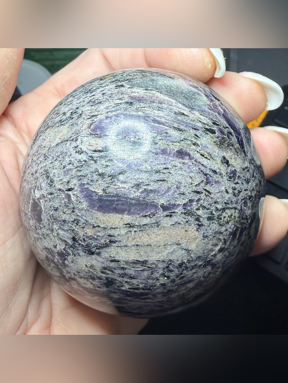 Crystal genuine rare Charoite sphere